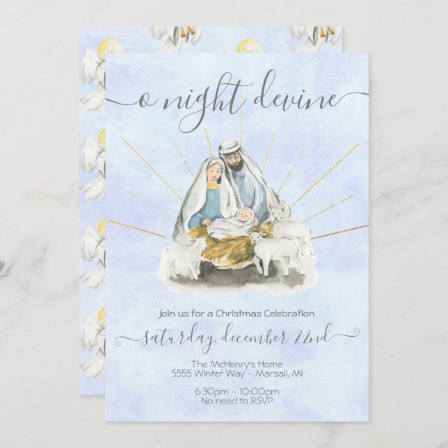 Religiöse Weihnachten mit dem Baby Jesus, Mary & J Einladung (Vorne/Hinten)