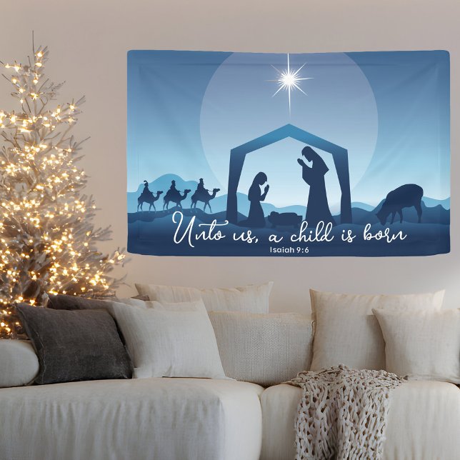 Religiöse Weihnachtsbibel Verse Krippe Szene Banner (Von Creator hochgeladen)
