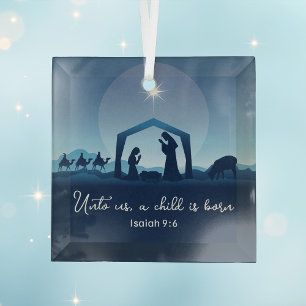 Religiöse Weihnachtsbibel Verse Krippe Szene Ornament Aus Glas
