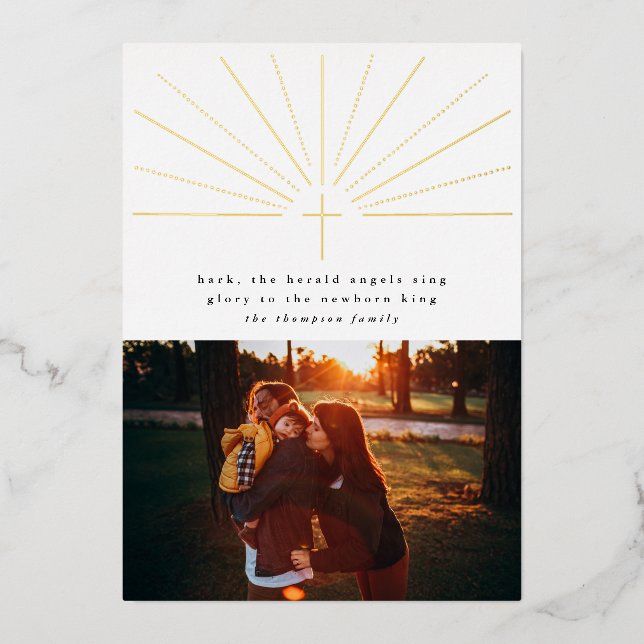 Religiöse Weihnachtsfotokarte Folieneinladung (Vorderseite)