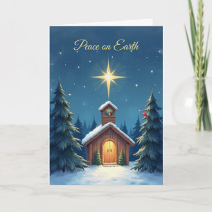Religiöse Weihnachtskapelle Snowy Weltfrieden Karte