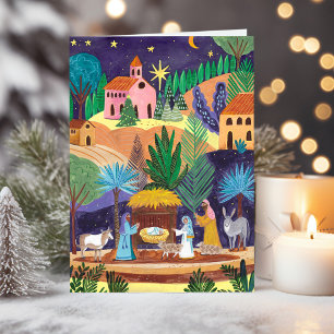 Religiöse Weihnachtskrippe Ehre sei Gott Weihnacht Feiertagskarte