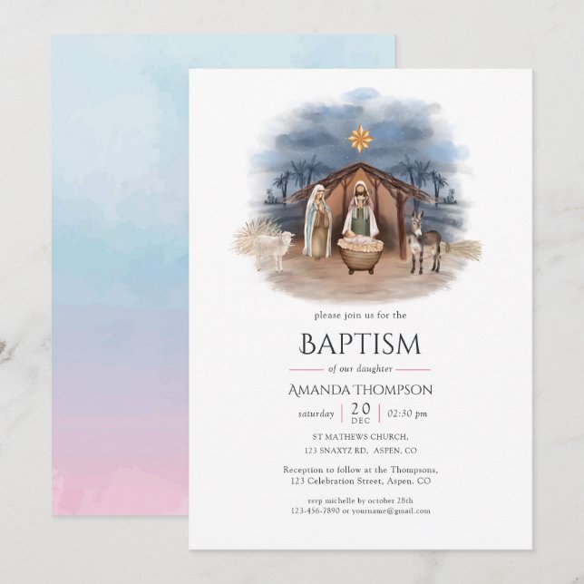 Religiöse Weihnachtskrippe Geburt Jesus Einladung (Vorne/Hinten)
