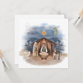 Religiöse Weihnachtskrippe Geburt Jesus Taufe I Einladung