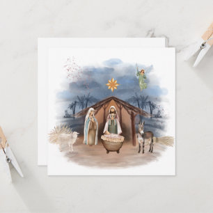 Religiöse Weihnachtskrippe Geburt Jesus Taufe I Einladung