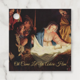 Religiöse Weihnachtskrippe Szene Gold Script Geschenkanhänger