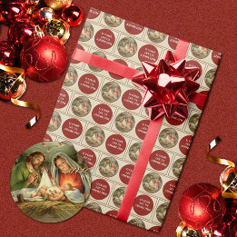 Religiöse Weihnachtskrippe Vintag Geschenkpapier