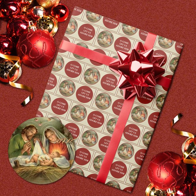 Religiöse Weihnachtskrippe Vintag Geschenkpapier (Traditional Religious Vintage Nativity Christmas Gift Wrap)