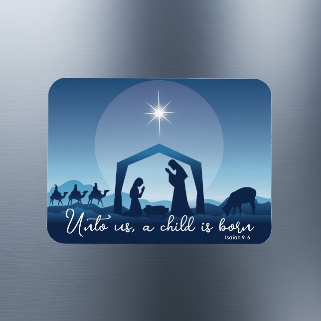 Religiöse Weihnachtskrippen Blau Magnet (Von Creator hochgeladen)