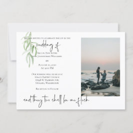 Religiöse Zweite Foto Hochzeit Einladung Olivenzwe