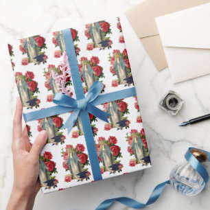 Religiöser Abschluss Jungfrau Maria rote Rosen Geschenkpapier