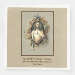 Religiöser Erntedank Heiliges Herz Jesus Blume Serviette
