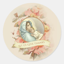 Religiöser Erntedank Selige Jungfrau Mary Herbst Runder Aufkleber