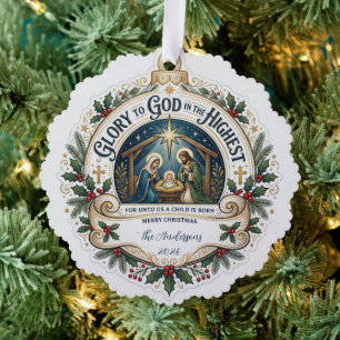 Religiöser Familienname Jahr Weihnachten Heilige F Ornament Karte