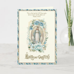 Religiöser Geburtstag Blaues Florales Jungfrau Mar