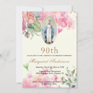 Religiöser Geburtstag Jungfrau Maria Schrift Flora Einladung