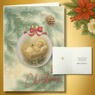 Religiöser Jesuskind-Weihnachtsbaumschmuck Feiertagskarte