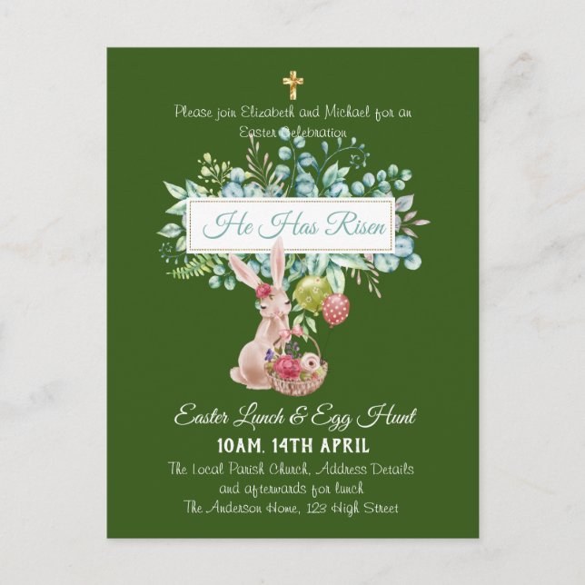 Religiöser Ostereinladungshaushalt Postkarte (Vorderseite)
