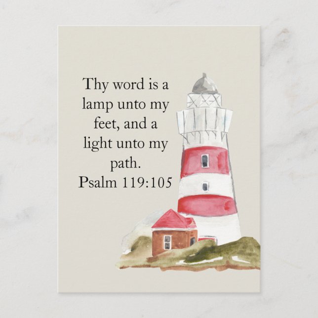 Religiöser Psalm Red Lighthouse Beach Postkarte (Vorderseite)