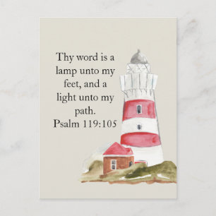 Religiöser Psalm Rotes Leuchtturm-Meerufer Postkarte