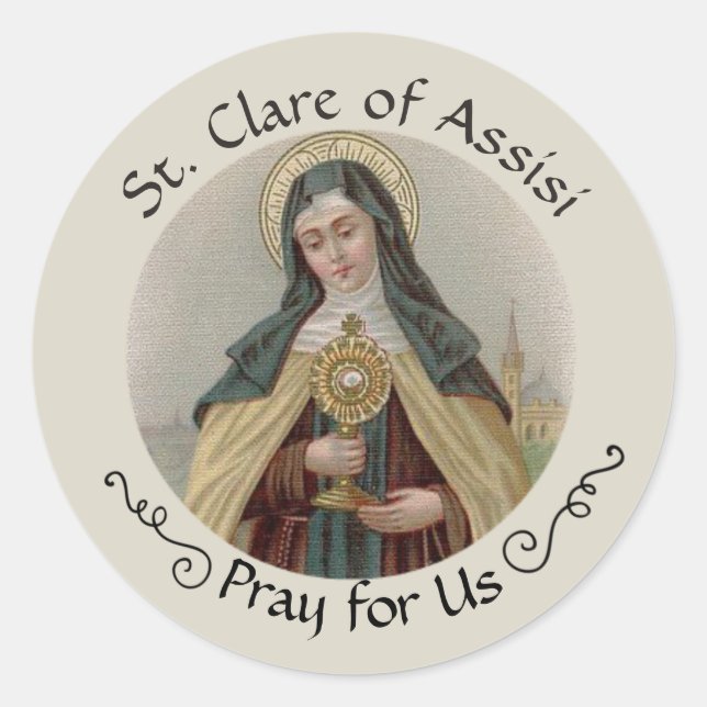 Religiöser St. Clare von Assisi Katholic Runder Aufkleber (Vorderseite)