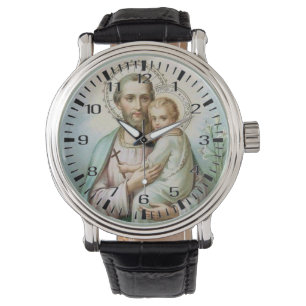 Religiöser St. Joseph Jesus katholische Vintag Armbanduhr