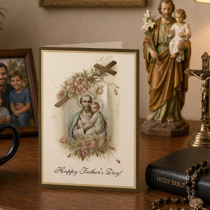 Religiöser Vatertag Vintage St. Joseph Gebet Karte