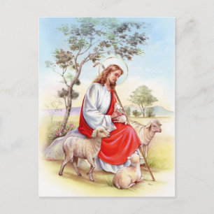 Religiöser Vintager Ostern, Jesus der Hirte Feiertagspostkarte