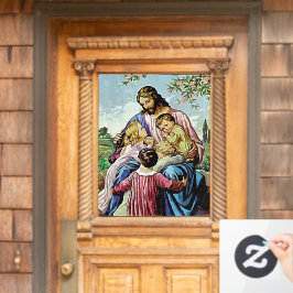 Religiöses Bild von Jesus und Kindern Fensteraufkleber