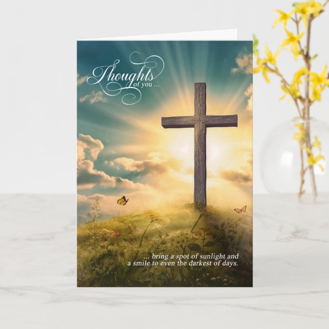Religiöses christliches Kreuz auf dem Hügel - In G Karte (Gelbe Blume)