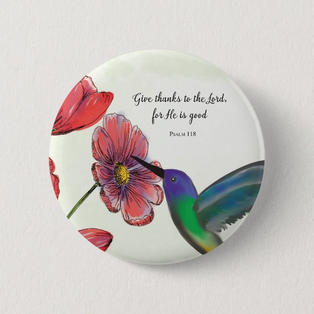 Religiöses Denken an Ihre Blume mit Hummingbird Button (Vorderseite)