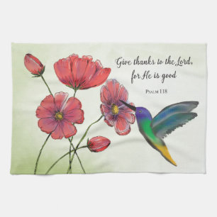 Religiöses Denken an Ihre Blume mit Hummingbird Geschirrtuch