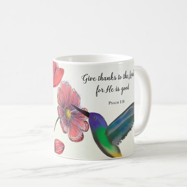 Religiöses Denken an Ihre Blume mit Hummingbird Kaffeetasse (VorderseiteRechts)