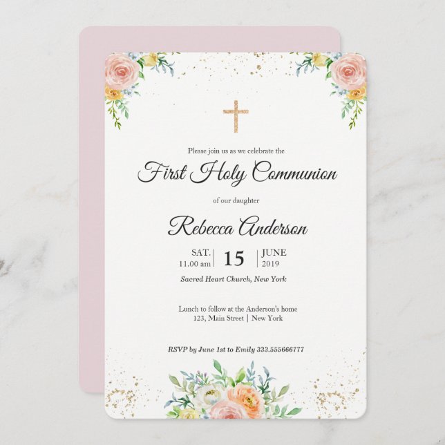 Religiöses Ereignis der eleganten ersten mit Einladung (Vorne/Hinten)