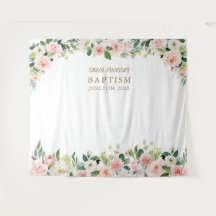 Religiöses Ereignis, Rosa Blumen Taufplakat