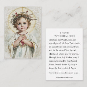 Religiöses Gebet zum Heiligen Herzen des Jesuskind Platzkarte