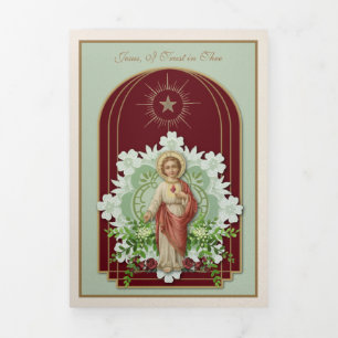 Religiöses Heiligstes Herz Jesu Gebet Vintage Dreifach Gefaltete Karte