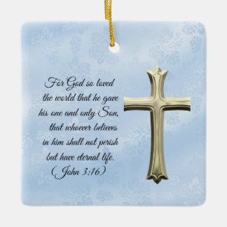 Religiöses John 3:16 Bibelvers-Ornament Keramikornament
