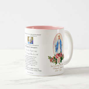 Religiöses katholisches Begräbnis- Denkmal Zweifarbige Tasse