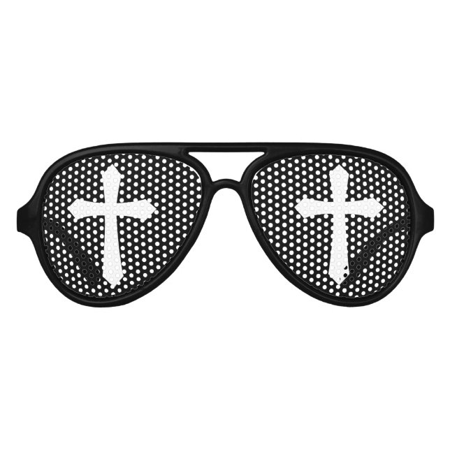 Religiöses Kirchenkreuz Schwarz-Weiß Partybrille (Vorderseite)