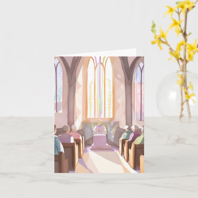 Religiöses Kirchenwasser | Holiday Prayer Karte (Gelbe Blume)