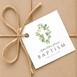 Religiöses Kreuz Grün Botanische Taufe Geschenkanhänger