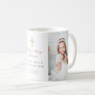 Religiöses Kreuz Mädchen Erstkommunion Foto Kaffeetasse