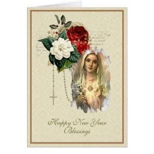 Religiöses Neujahr Jungfrau Maria Rosenkranz Flora