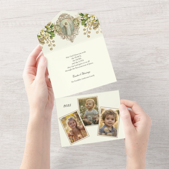 Religiöses Ostergebetet Foto Auferstehung All In One Einladung (Abreißen)