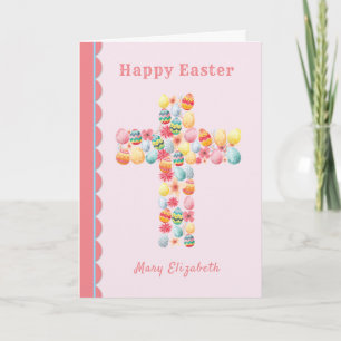 Religiöses Ostern für Kind Ostereier Kreuz Feiertagskarte