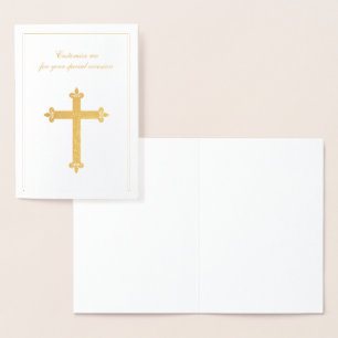 Religiöses Sonderanlass Goldkreuz Folienkarte