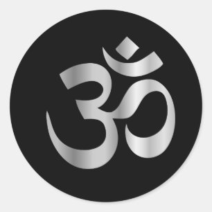 Religiöses Symbol des Hinduismus - Pranava Runder Aufkleber