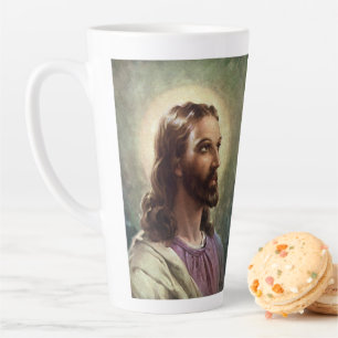 Religiöses Vintage, Jesus Christus-Porträt mit Hei Milchtasse