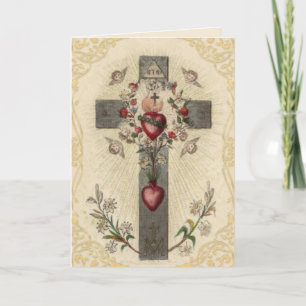 Religiöses Vintage-Kreuz-Gebet St. Franz von Sales Karte